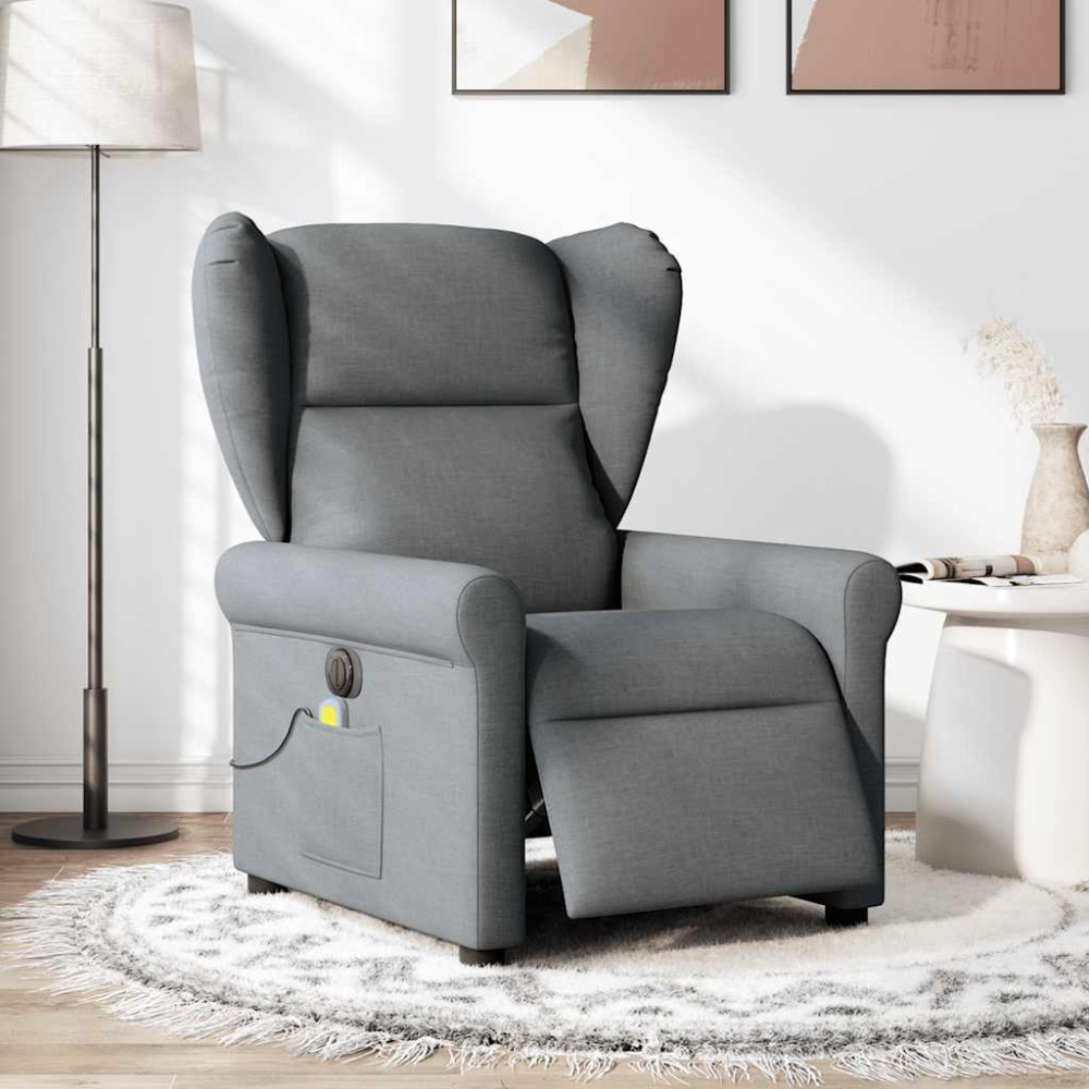 vidaXL Fotoliu electric de masaj rabatabil, gri închis, textil