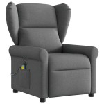 vidaXL Fotoliu electric de masaj rabatabil, gri închis, textil