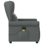 vidaXL Fotoliu electric de masaj rabatabil, gri închis, textil