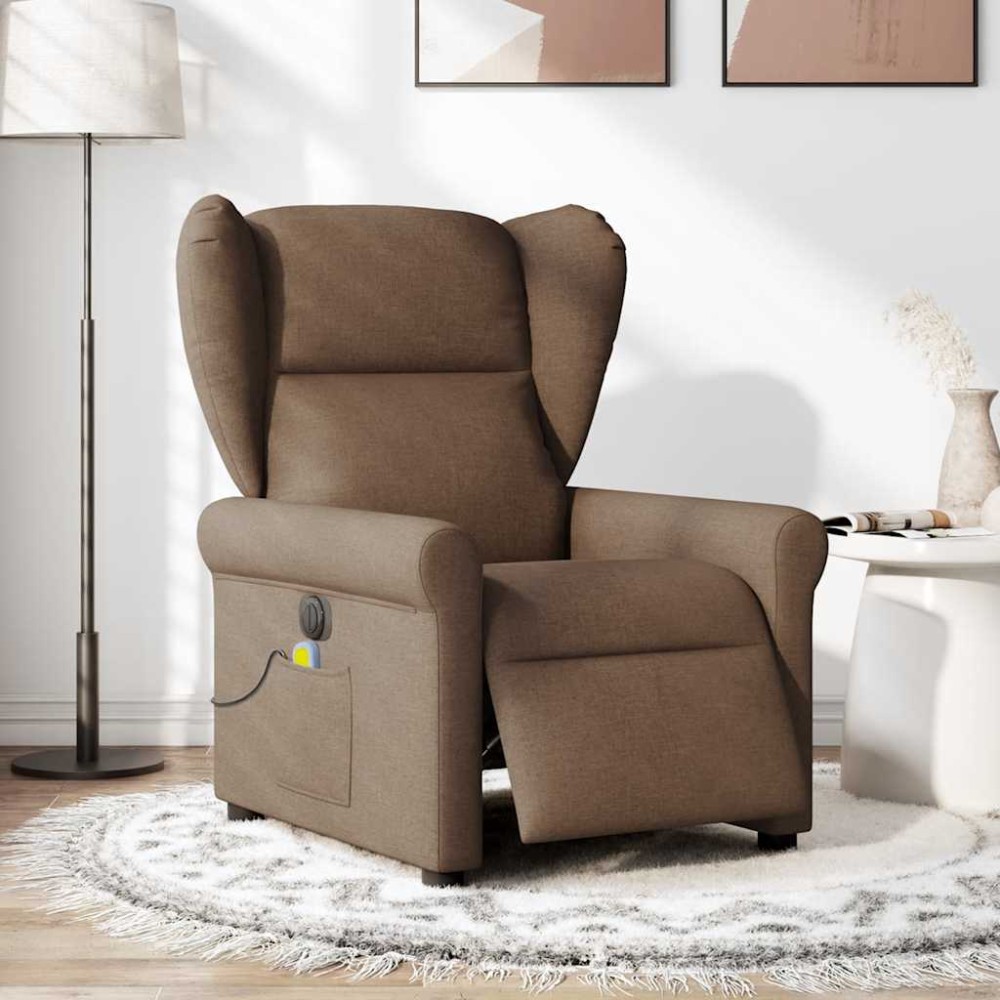 vidaXL Fotoliu electric de masaj rabatabil, maro, textil