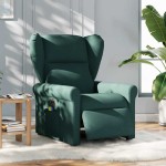 vidaXL Fotoliu electric de masaj rabatabil, verde închis, textil vidaXL Fotoliu electric de masaj rabatabil, verde închis, textil