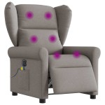 vidaXL Fotoliu electric de masaj rabatabil, gri taupe, textil
