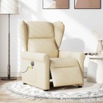 vidaXL Fotoliu electric de masaj rabatabil, crem, textil