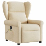 vidaXL Fotoliu electric de masaj rabatabil, crem, textil