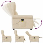vidaXL Fotoliu electric de masaj rabatabil, crem, textil