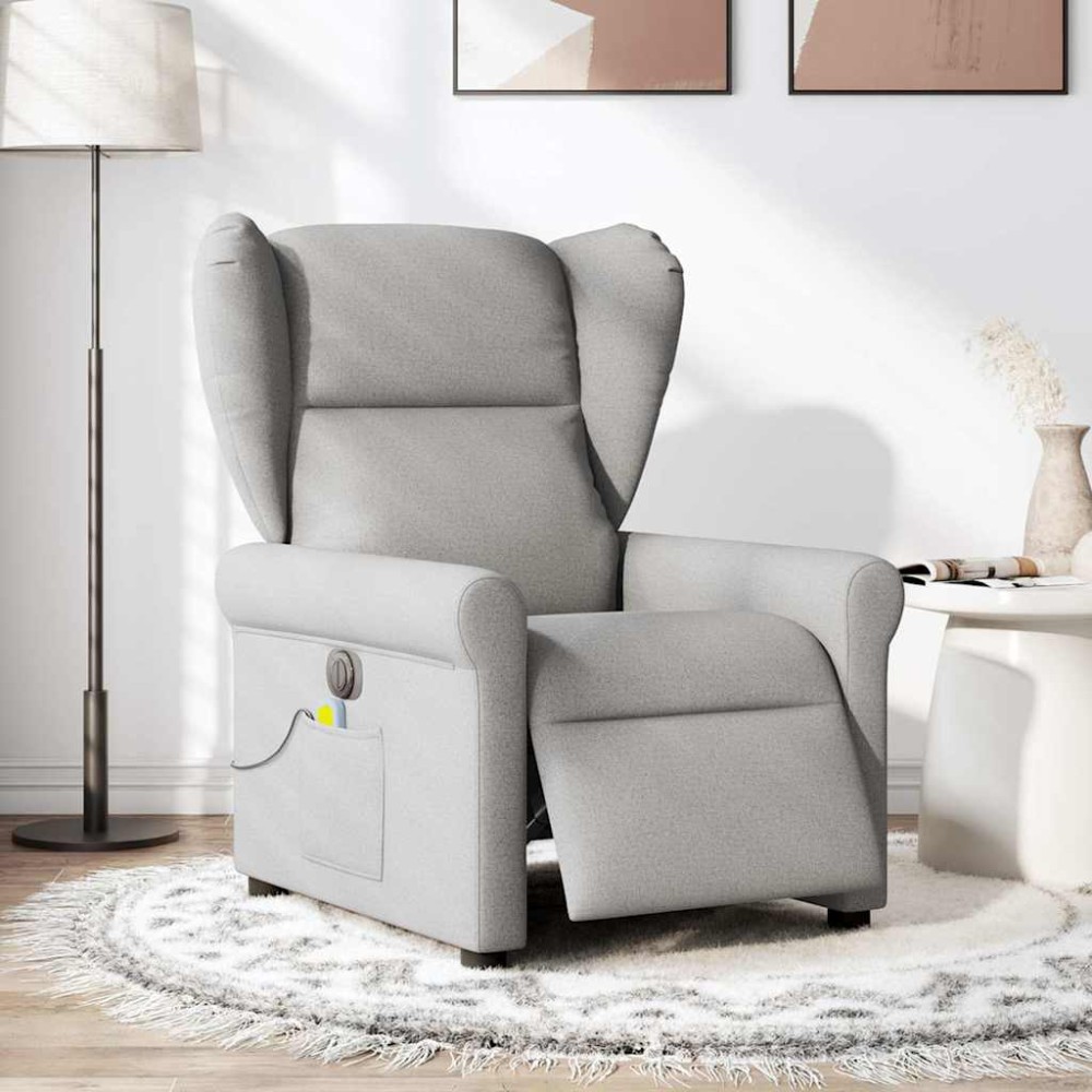 vidaXL Scaun reclinabil electric pentru masaj Cloud Grey Fabric