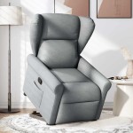 vidaXL Fotoliu rabatabil cu ridicare, gri deschis, material textil