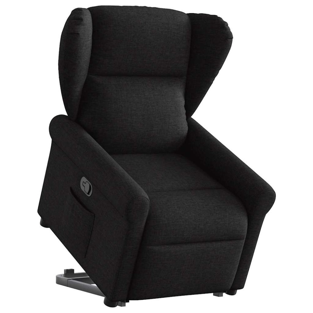 vidaXL Fotoliu rabatabil cu ridicare pe verticală, negru, textil