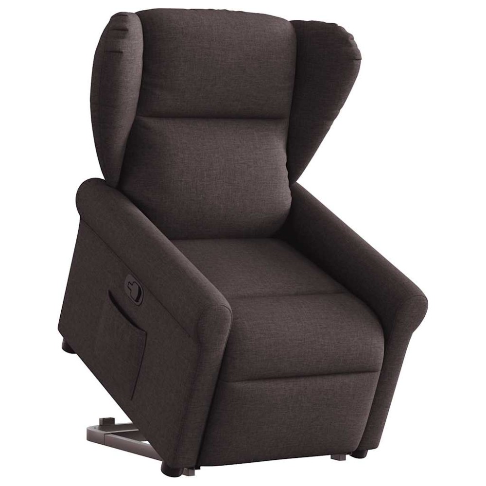 vidaXL Fotoliu rabatabil cu ridicare pe verticală, maro închis, textil