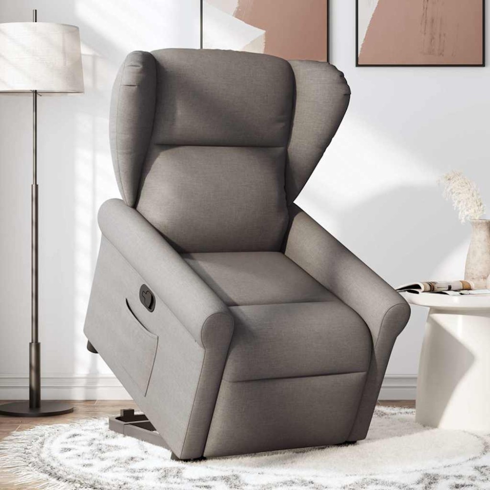 vidaXL Fotoliu rabatabil cu ridicare pe verticală, gri taupe, textil