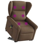 vidaXL Fotoliu de masaj rabatabil cu ridicare, maro, textil vidaXL Fotoliu de masaj rabatabil cu ridicare, maro, textil