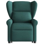 vidaXL Fotoliu rabatabil de masaj, cu ridicare, verde închis, textil