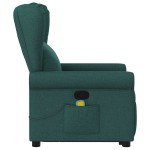 vidaXL Fotoliu rabatabil de masaj, cu ridicare, verde închis, textil