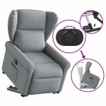 vidaXL Fotoliu electric rabatabil cu ridicare, gri deschis, textil
