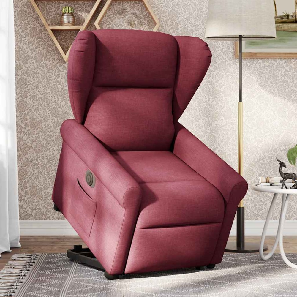 vidaXL Fotoliu electric rabatabil cu ridicare, roșu vin, textil