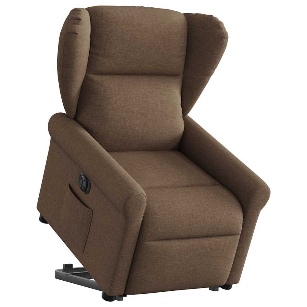 vidaXL Fotoliu electric rabatabil cu ridicare, maro, textil