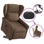 vidaXL Fotoliu electric rabatabil cu ridicare, maro, textil