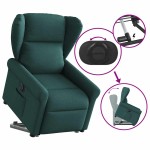 vidaXL Fotoliu electric rabatabil cu ridicare, verde închis, textil