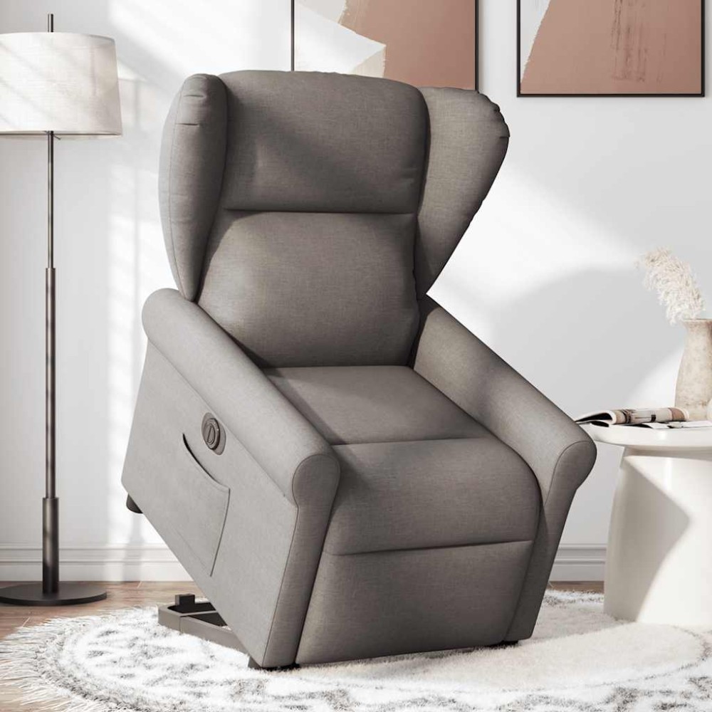 vidaXL Fotoliu electric rabatabil cu ridicare, gri taupe, textil