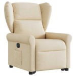 vidaXL Fotoliu electric rabatabil cu ridicare, crem, textil