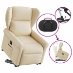 vidaXL Fotoliu electric rabatabil cu ridicare, crem, textil
