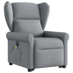 vidaXL Fotoliu electric masaj rabatabil cu ridicare, gri închis textil