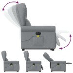 vidaXL Fotoliu electric masaj rabatabil cu ridicare, gri închis textil