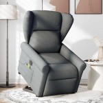 vidaXL Fotoliu electric masaj rabatabil cu ridicare, gri închis textil