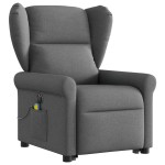 vidaXL Fotoliu electric masaj rabatabil cu ridicare, gri închis textil