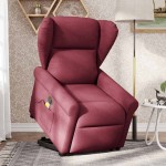 vidaXL Fotoliu de masaj electric rabatabil cu ridicare roșu vin textil