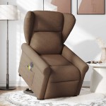 vidaXL Fotoliu electric de masaj rabatabil cu ridicare, maro, textil vidaXL Fotoliu electric de masaj rabatabil cu ridicare, maro, textil