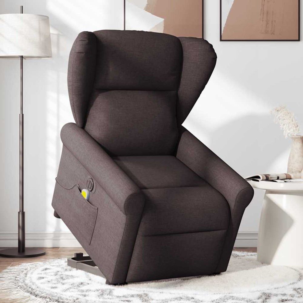 vidaXL Fotoliu electric masaj rabatabil cu ridicare maro închis textil