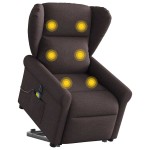 vidaXL Fotoliu electric masaj rabatabil cu ridicare maro închis textil vidaXL Fotoliu electric masaj rabatabil cu ridicare maro închis textil