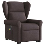 vidaXL Fotoliu electric masaj rabatabil cu ridicare maro închis textil vidaXL Fotoliu electric masaj rabatabil cu ridicare maro închis textil