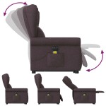 vidaXL Fotoliu electric masaj rabatabil cu ridicare maro închis textil vidaXL Fotoliu electric masaj rabatabil cu ridicare maro închis textil