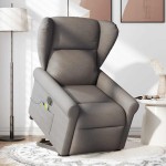 vidaXL Fotoliu electric masaj rabatabil cu ridicare, gri taupe, textil