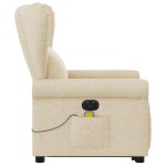 vidaXL Fotoliu electric de masaj rabatabil cu ridicare, crem, textil vidaXL Fotoliu electric de masaj rabatabil cu ridicare, crem, textil
