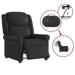 vidaXL Fotoliu rabatabil electric, negru, piele ecologică lucioasă
