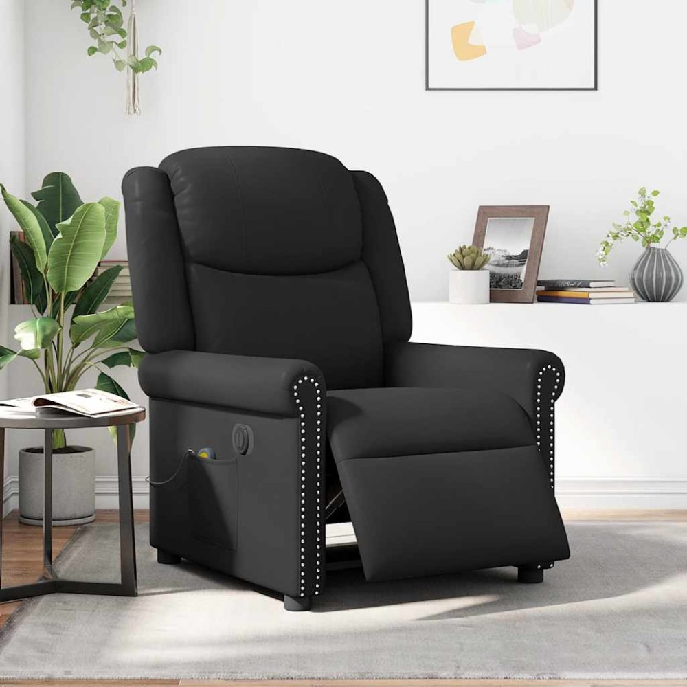 vidaXL Scaun electric masaj pentru relaxare neagră lucioasă