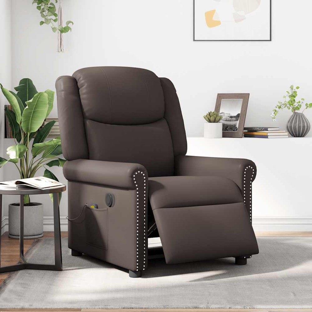 vidaXL Scaun electric pentru masaj pentru relaxare maro strălucitoare