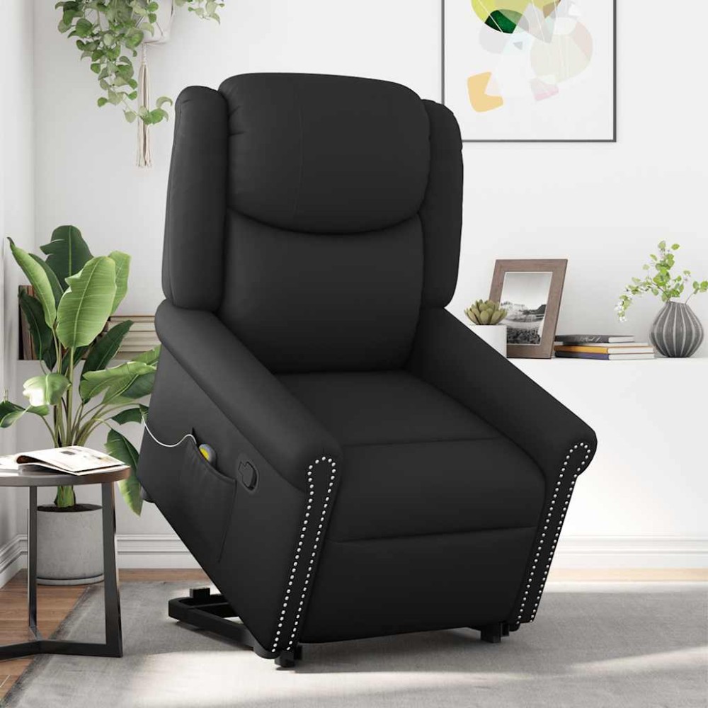 vidaXL Scaun de masaj în picioare piele artificială neagră lucioasă
