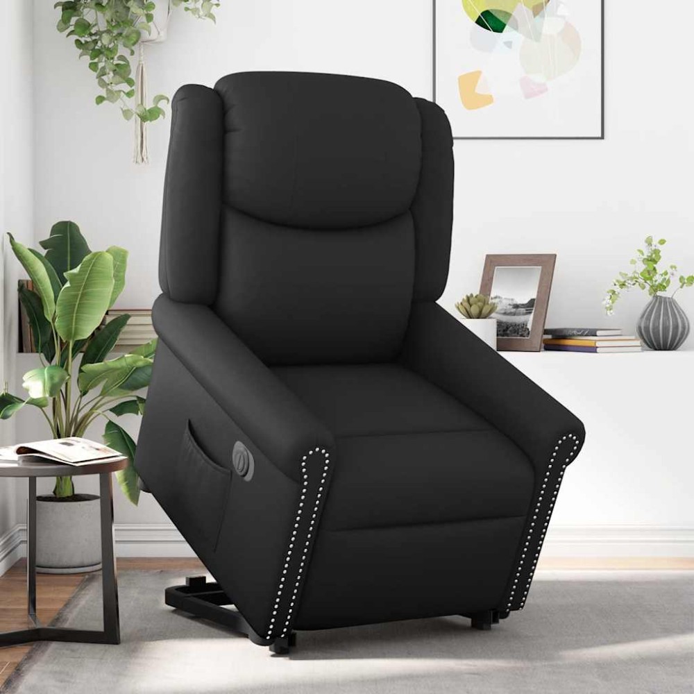 vidaXL Scaun reclinabil electric pe picioare neagră lucioasă