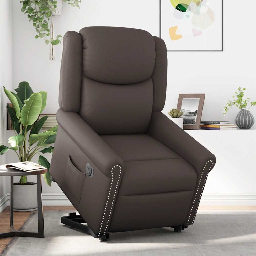 vidaXL Scaun reclinabil electric, maro strălucitor piele artificială