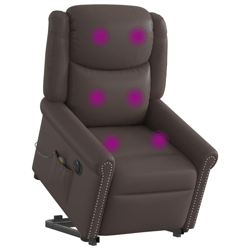vidaXL Scaun electric de masaj în picioare maro strălucitor