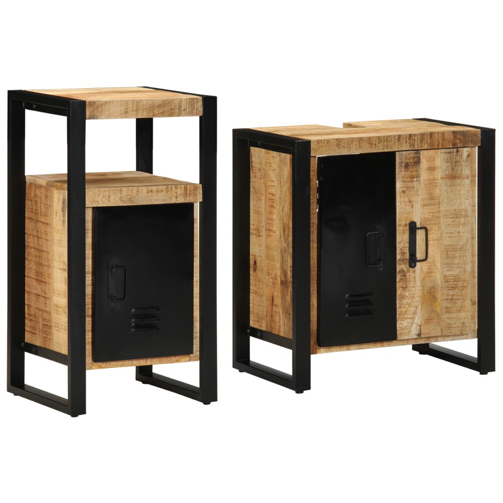 vidaXL Set de mobilier pentru baie 2 pcs Maro Lemn de mango brut