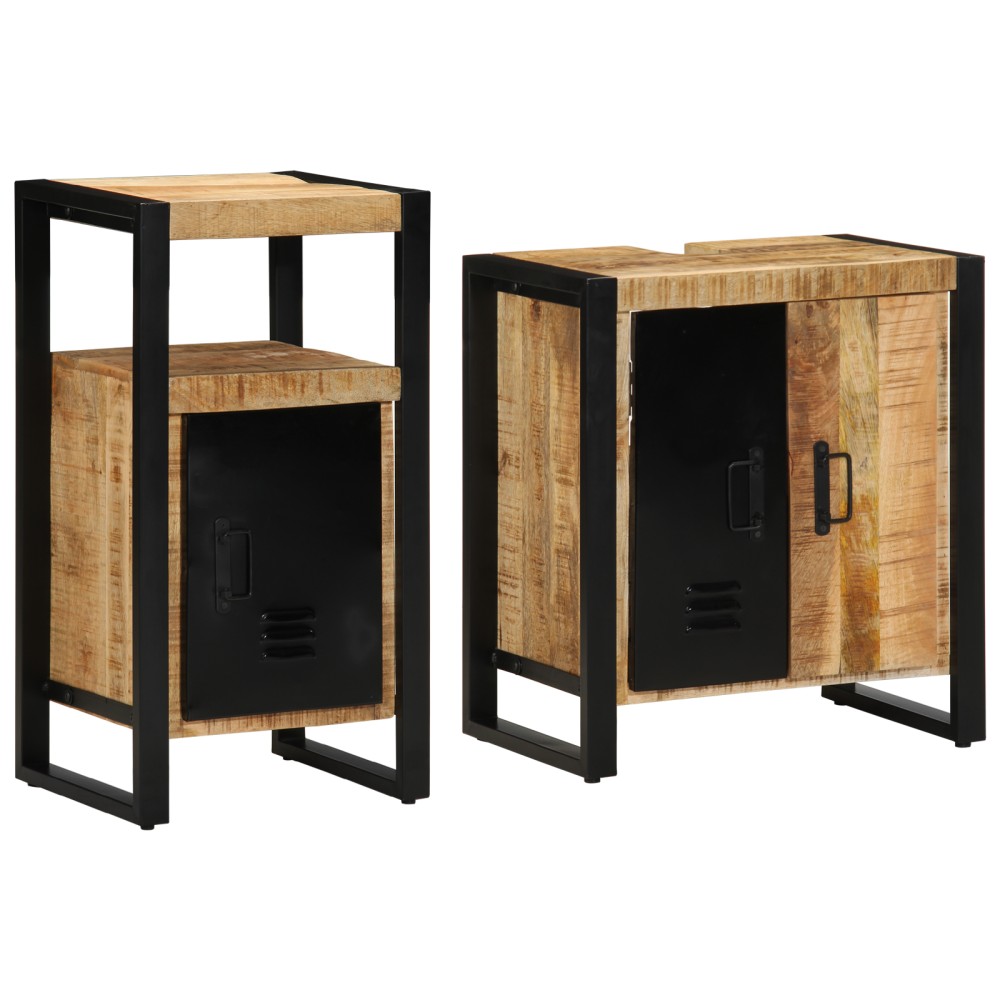 vidaXL Set de mobilier pentru baie 2 pcs Maro Lemn de mango brut