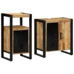 vidaXL Set de mobilier pentru baie 2 pcs Maro Lemn de mango brut vidaXL Set de mobilier pentru baie 2 pcs Maro Lemn de mango brut