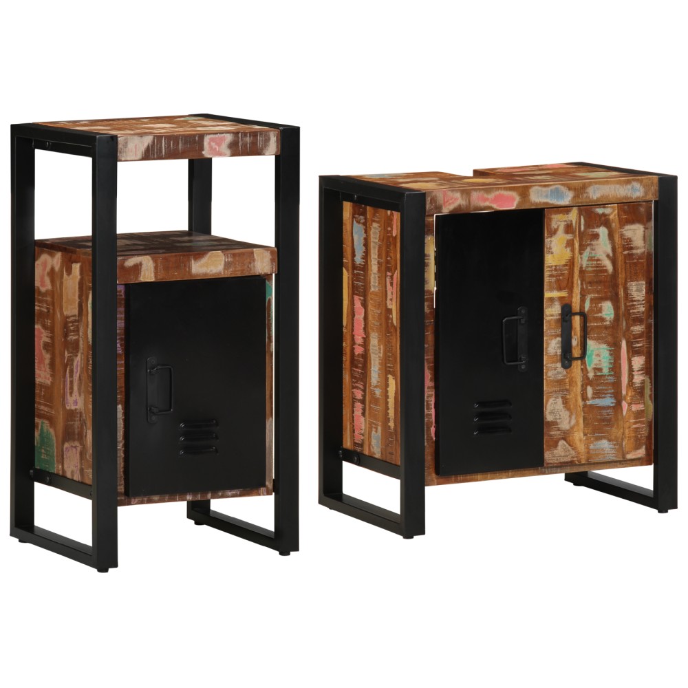 vidaXL Set de mobilier pentru baie 2 pcs Maro Lemn masiv reciclat
