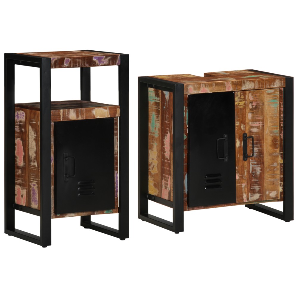 vidaXL Set de mobilier pentru baie 2 pcs Maro Lemn masiv reciclat
