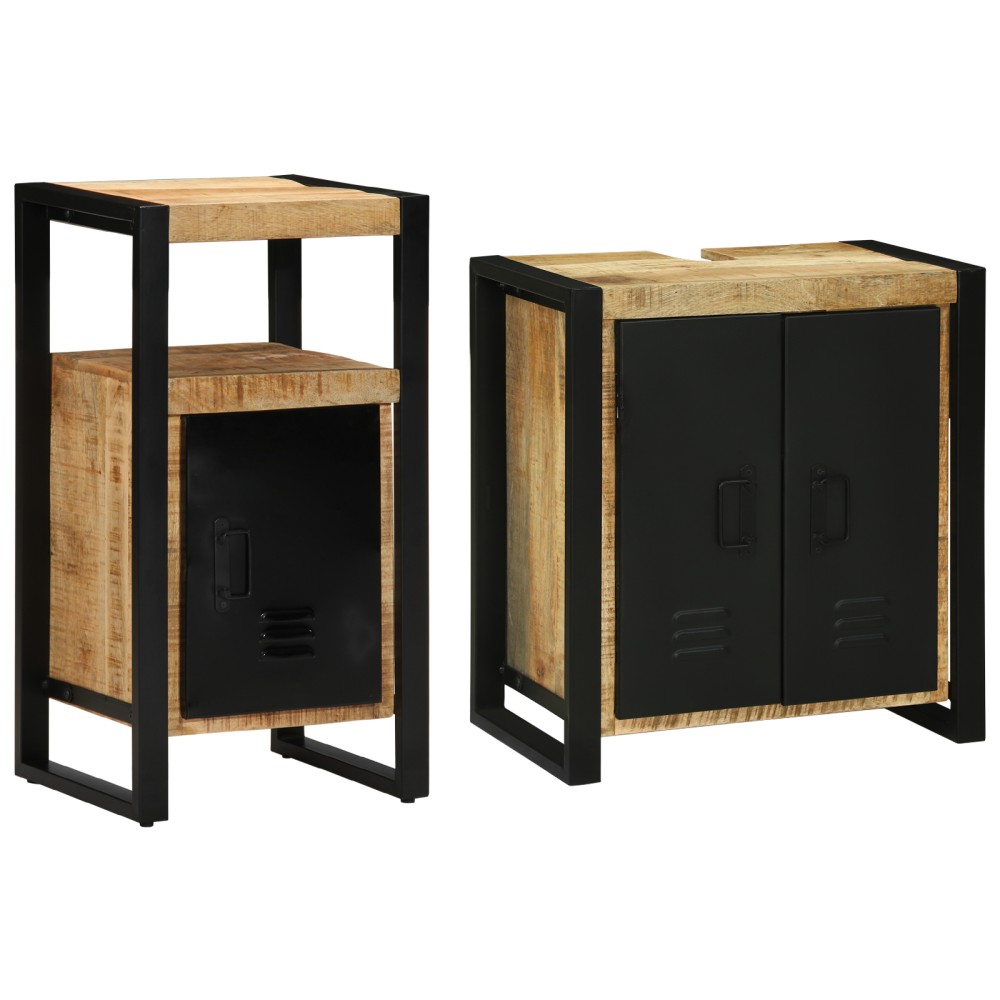 vidaXL Set de mobilier pentru baie 2 pcs Maro Lemn de mango brut